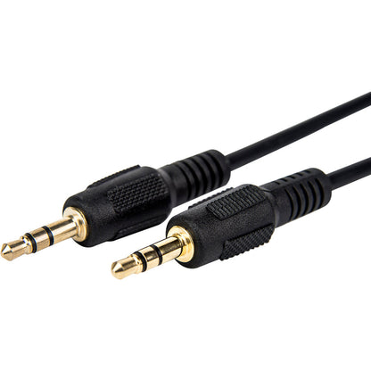 1Ft Slim 3.5Mm Stereo Cable,Male To Male Gold Plated Black