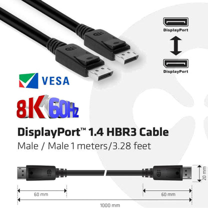 1M Displayport 1.4 Hbr3 Cable,M/M 8K 60Hz Vesa