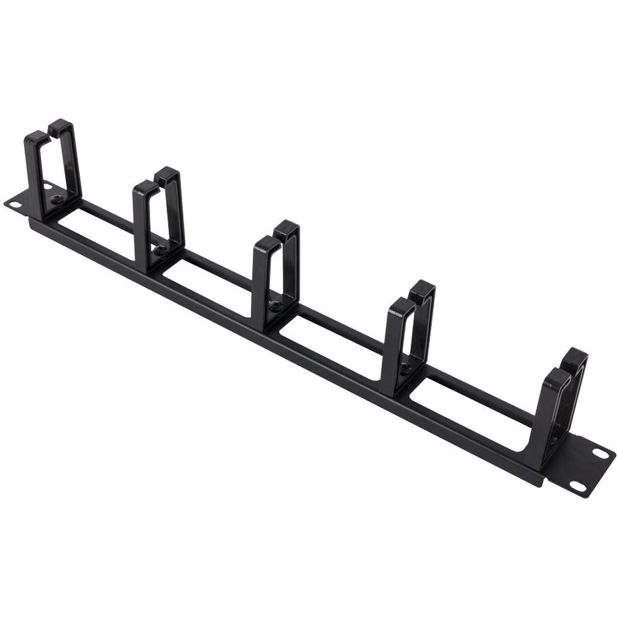 1U Horizontal Cable Manager,Black With Plastic D-Rings