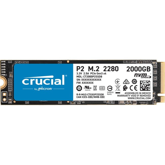 2000Gb Crucial P2 Ssd Pcie M.2,3D Nand Nvme Tray Pk Min 50Units