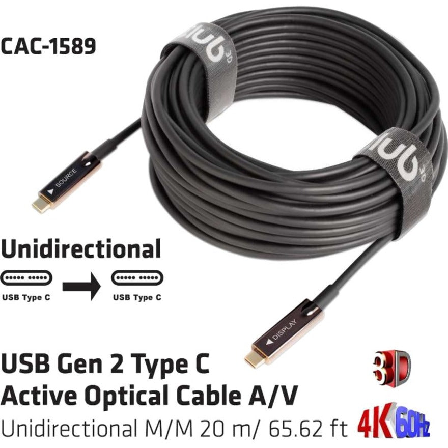 20M/65.62Ft Usb 3.2 C M-M,Uni-Directional Aoc Cable