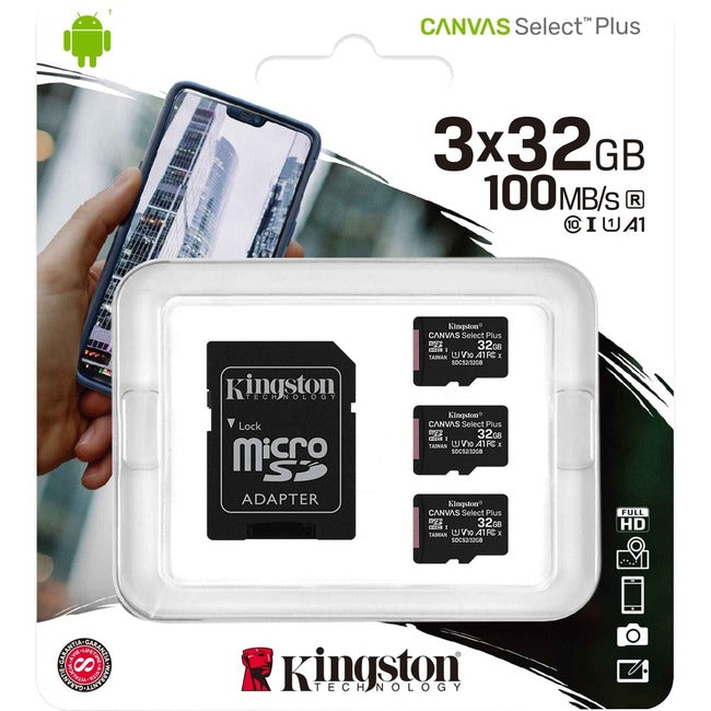 32Gb Micsdhc Canvas Select,Plus 100R A1 C10 3Pk + Single ****