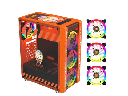 330-9 Gaming Computer Case Host Supports Atx Microe Atx Motherboard 240Mm Water Cooler Game Chassis Case Rgb Orange