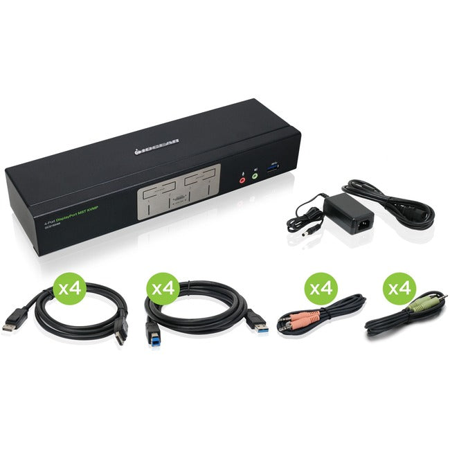 4Port 4K Dp Mst Kvmp With Usb,3.0 Hub & Audio