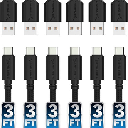 50Pk Usb 2.0 To Usb-C Sync &,Charge Cable 6X3Ft Braided Nylon