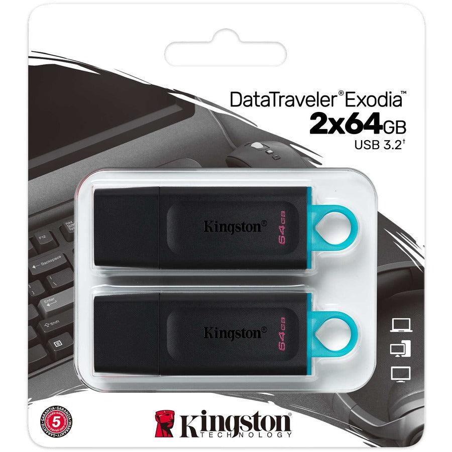 64Gb Usb3.2 Gen 1 Datatraveler,Exodia Black+ Teal 2 Pieces