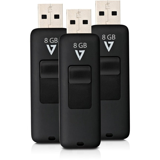 8Gb Flash Usb2.0 Blk Combo Pack,Of 3 Retractable Connector Rtl