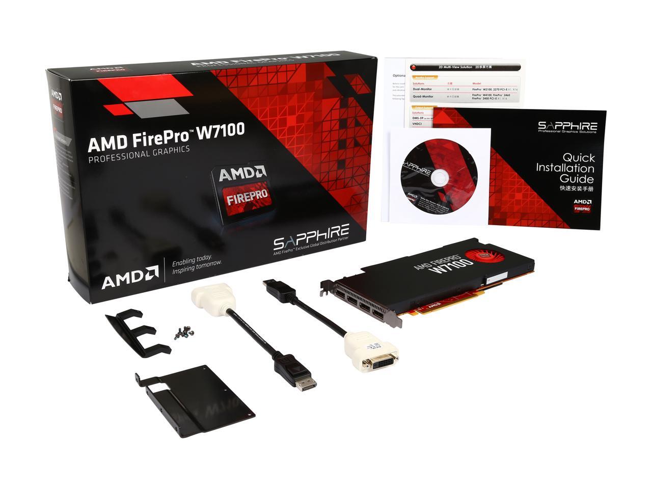 Amd Firepro W7100 100-505724 8Gb 256-Bit Gddr5 Pci Express 3.0 X16 Full Height/Full Length Single-Slot Workstation Video Card