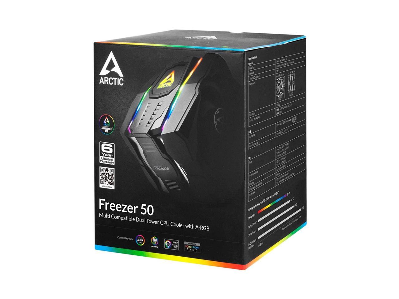 Arctic Freezer 50 Multi Compatible Dual Tower Cpu Cooler With A-Rgb