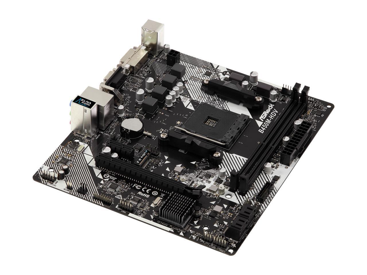 Asrock B450M-Hdv R4.0 Am4 Amd Promontory B450 Sata 6Gb/S Micro Atx Amd Motherboard