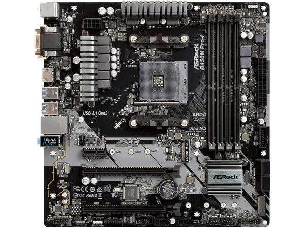 Asrock B450M Pro4 Am4 Amd Promontory B450 Sata 6Gb S Micro