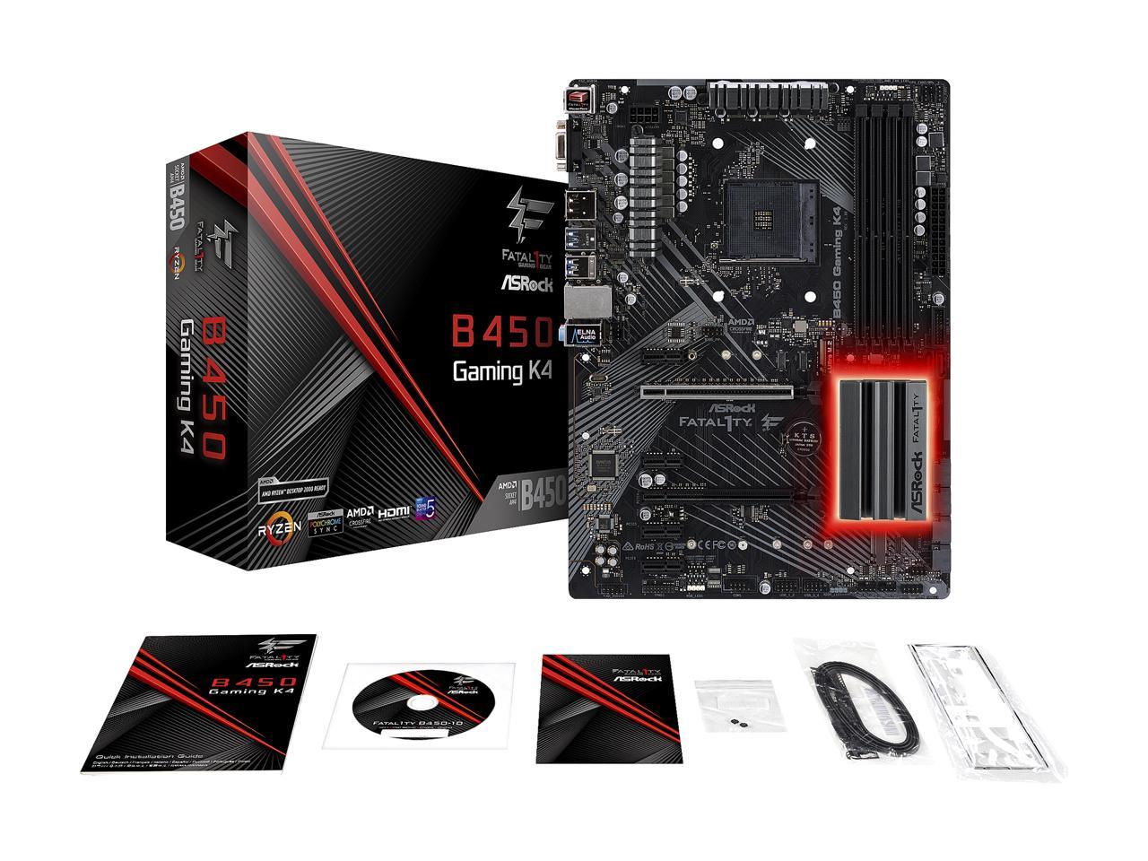 Asrock Fatal1Ty B450 Gaming K4 Am4 Amd B450 Sata 6Gb/S Usb 3.1 Hdmi Atx Amd Motherboard