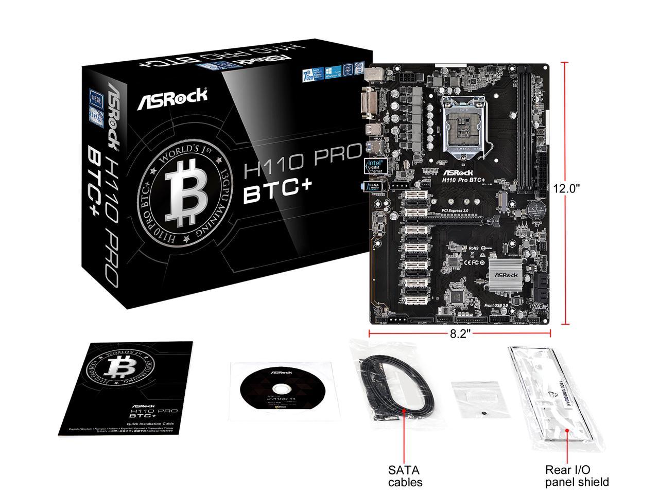 Asrock H110 Pro Btc+ Lga 1151 Intel H110 Sata 6Gb/S Atx Intel For Cryptocurrency Mining (Btc) Motherboard