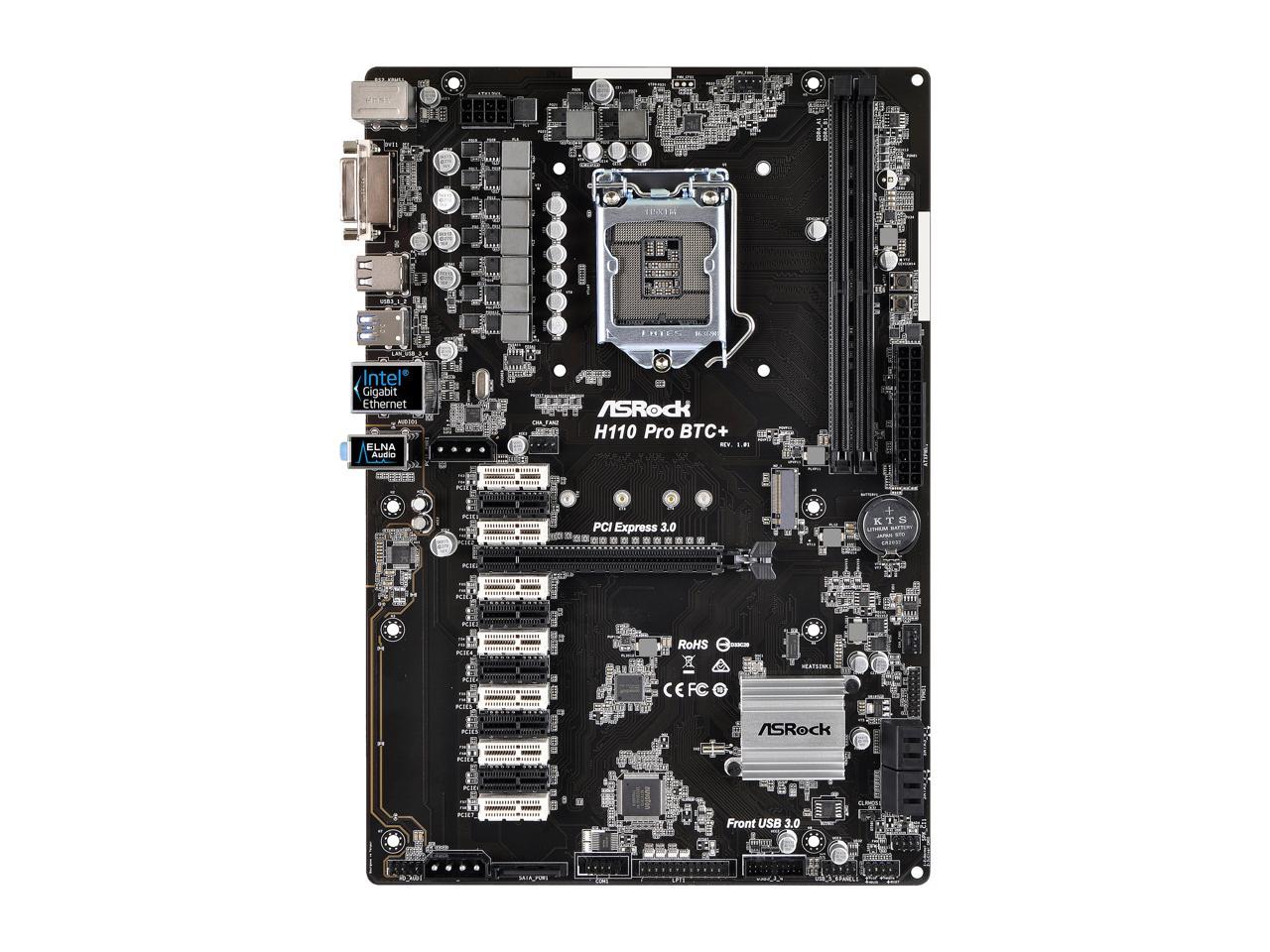 Asrock H110 Pro Btc+ Lga 1151 Intel H110 Sata 6Gb/S Atx Intel For Cryptocurrency Mining (Btc) Motherboard