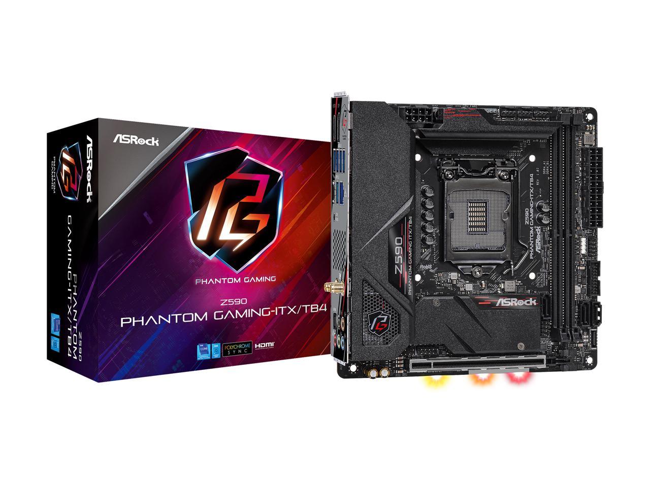 Asrock Z590 Phantom Gaming-Itx/Tb4 Lga 1200 Intel Z590 Sata 6Gb/S Mini Itx  Intel Motherboard