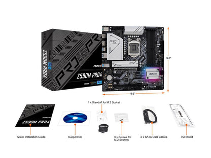 Asrock Z590M Pro4 Lga 1200 Intel Z590 Sata 6Gb/S Micro Atx Intel Motherboard