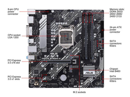 Asus Prime B460M-A Lga 1200 Intel B460 Sata 6Gb/S Micro Atx Intel Motherboard