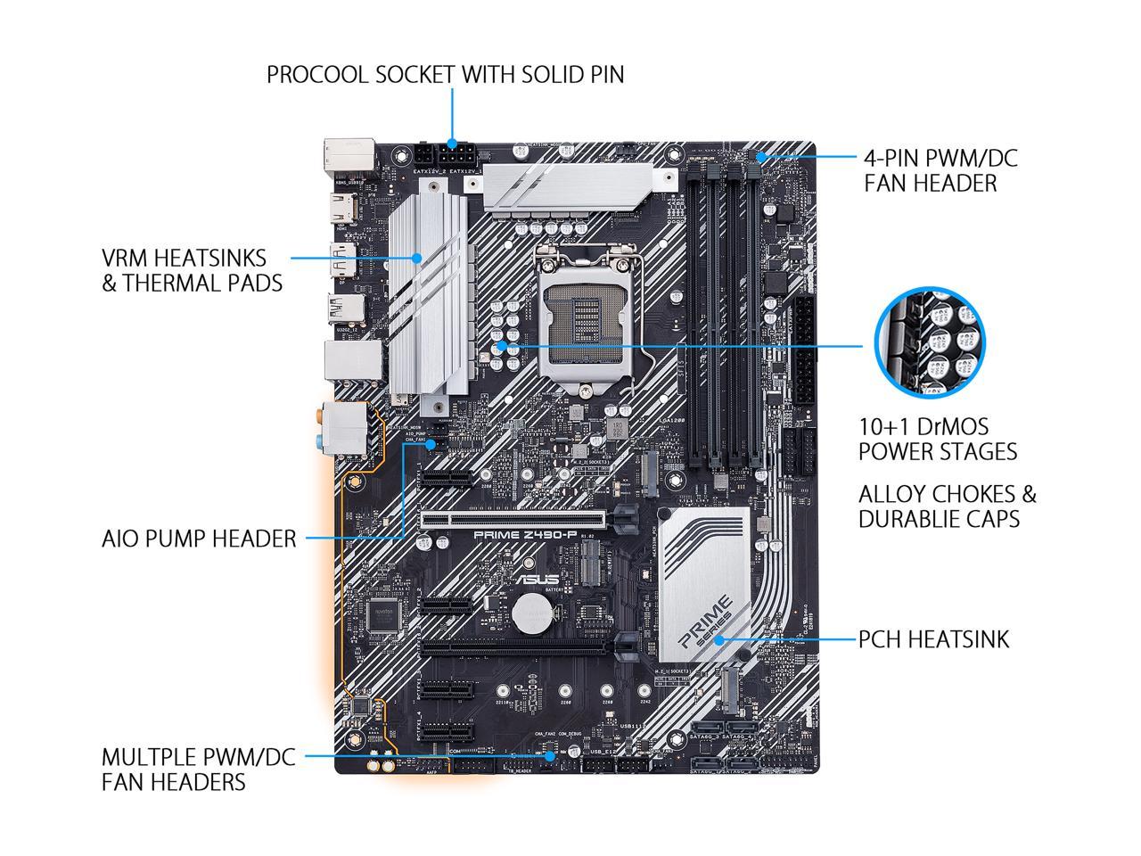 Asus Prime Z490-P Lga 1200 (Intel 10Th Gen) Intel Z490 Sata 6Gb/S Atx Intel Motherboard (Dual M.2,