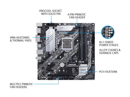 Asus Prime Z490M-Plus Lga 1200 (Intel 10Th Gen) Intel Z490 Sata 6Gb/S Micro Atx Intel Motherboard