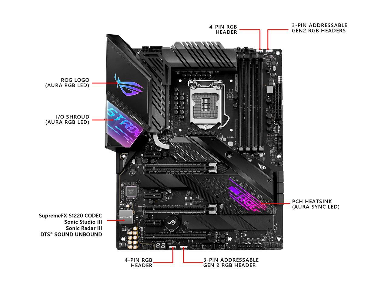 Asus Rog Strix Z490-E Gaming Lga 1200 (Intel 10Th Gen) Intel Z490 (Wifi 6) Sata 6Gb/S Atx Intel