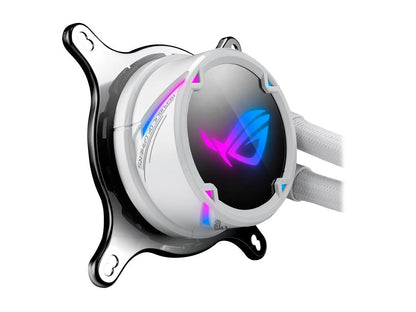 Asus Rog Strix Lc 240 Rgb White Edition All-In-One Liquid Cpu Cooler With Aura Sync Rgb, And Dual Rog 120Mm Addressable Rgb Radiator Fans