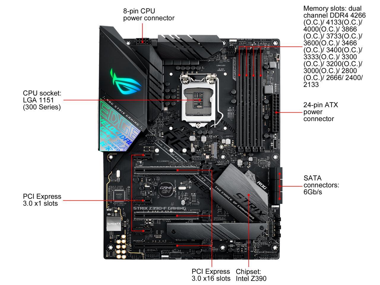 Asus Rog Strix Z390-F Gaming Lga 1151 (300 Series) Intel Z390 Hdmi Sata 6Gb/S Usb 3.1 Atx Intel Motherboard