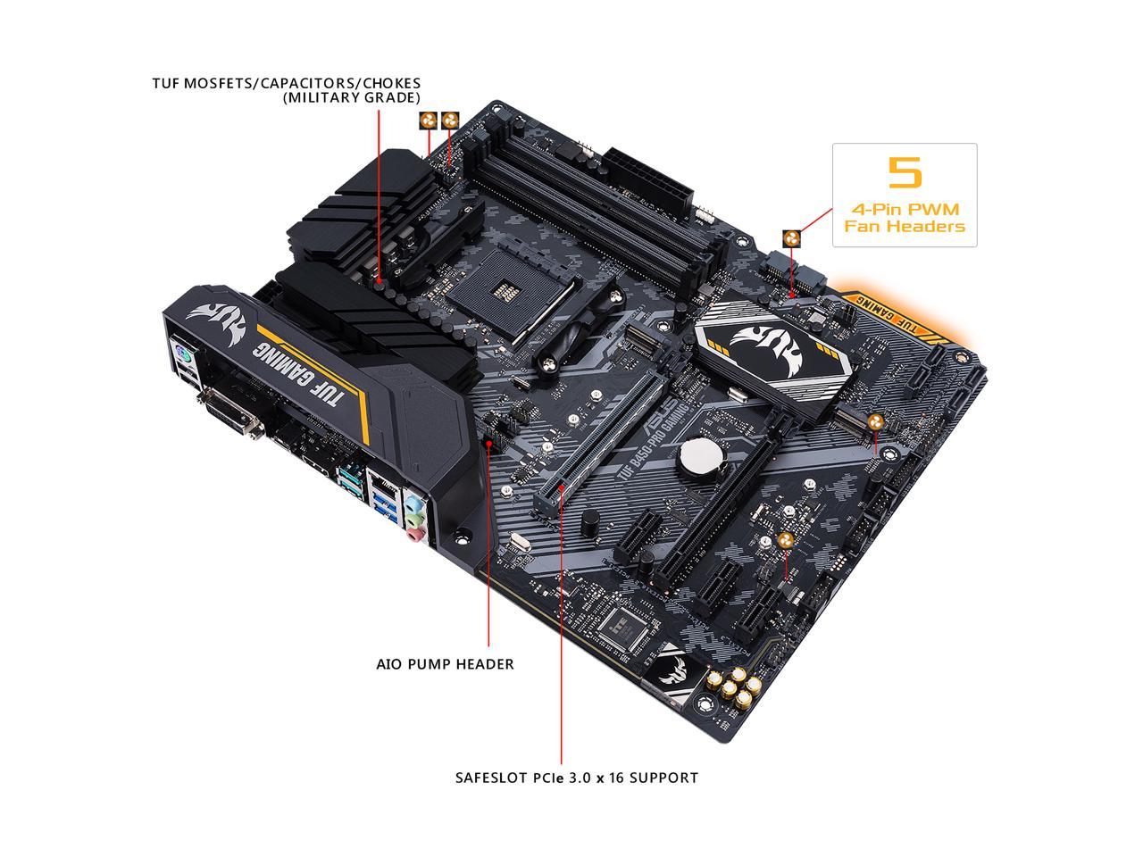 Asus Tuf B450-Pro Gaming Am4 Amd B450 Sata 6Gb/S Atx Amd Motherboard