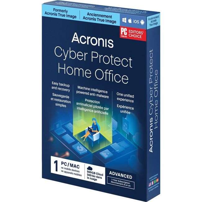 Acronis Cyber Protect Home Office Advanced - Subscription License - 1 Computer, 500 Gb Cloud Storage Space, Unlimited Mobile Device - 1 Year