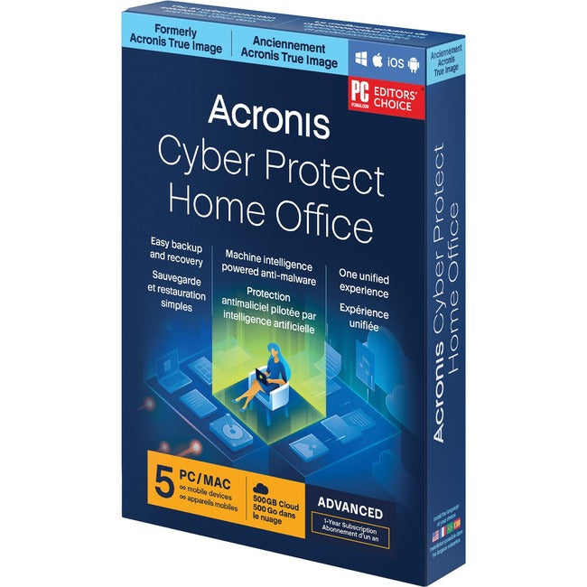 Acronis Cyber Protect Home Office Advanced - Subscription License - 5 Computer, 500 Gb Cloud Storage Space, Unlimited Mobile Device - 1 Year