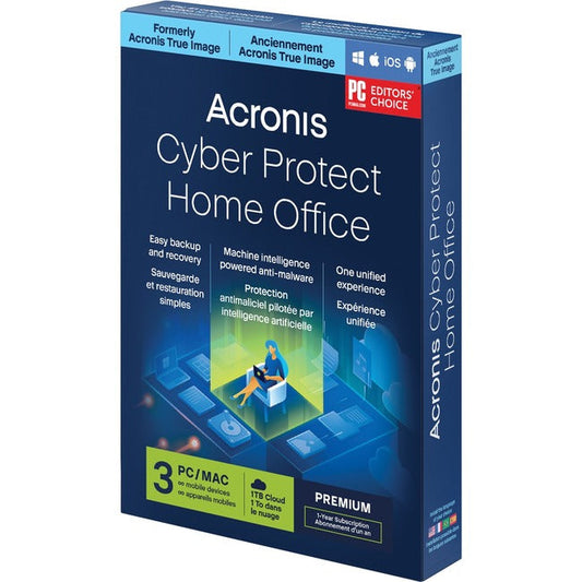 Acronis Cyber Protect Home Office Premium - Subscription License - 3 Computer, 1 Tb Cloud Storage Space, Unlimited Mobile Device - 1 Year