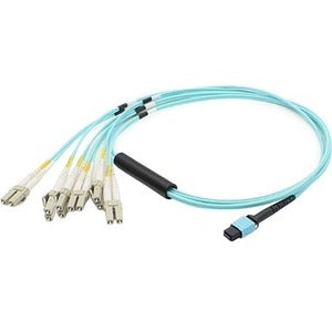 Addon 10M Mpo (Female) To 6Xlc (Male) 12-Strand Aqua Om3 Duplex Fiber Fanout Cable