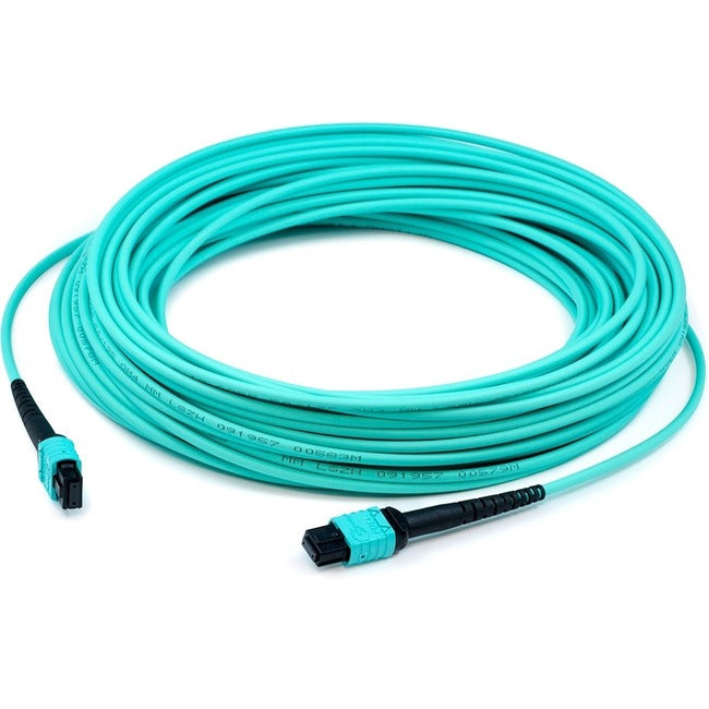 Addon 10M Mpo (Female) To Mpo (Female) 12-Strand Aqua Om3 Straight Fiber Ofnr (Riser-Rated) Patch Cable