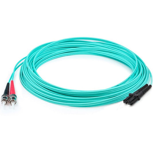 Addon 10M Mt-Rj (Male) To St (Male) Aqua Om3 Duplex Fiber Ofnr (Riser-Rated) Patch Cable