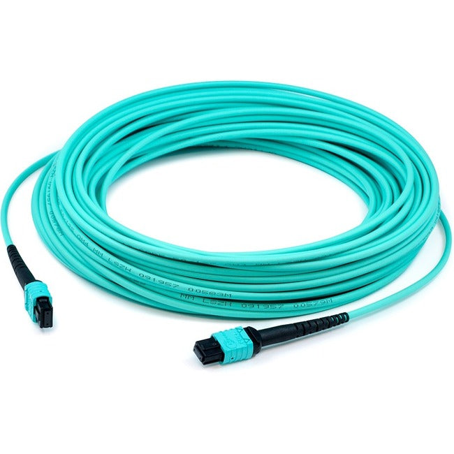 Addon 15M Mpo (Female) To Mpo (Female) 12-Strand Aqua Om3 Crossover Fiber Ofnr (Riser-Rated) Patch Cable