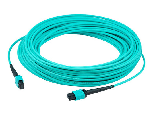 Addon 15M Mpo (Male) To Mpo (Male) 12-Strand Aqua Om4 Straight Fiber Ofnr (Riser-Rated) Patch Cable