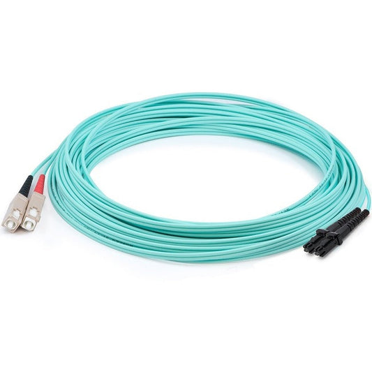 Addon 15M Mt-Rj (Male) To Sc (Male) Aqua Om3 Duplex Fiber Ofnr (Riser-Rated) Patch Cable