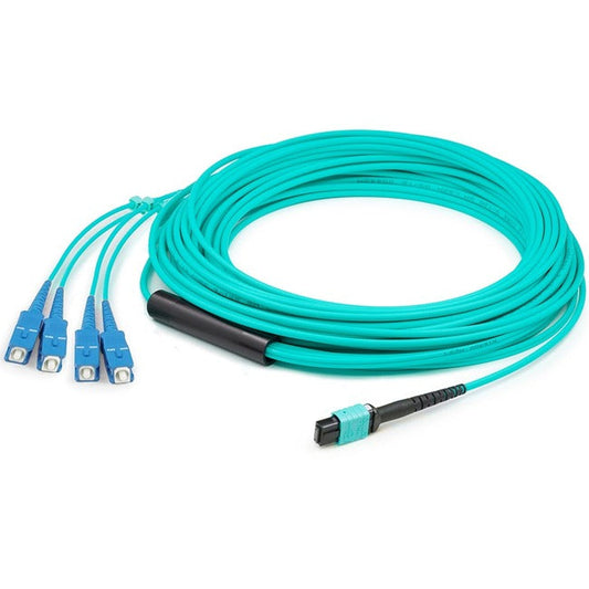 Addon 1M Mpo (Female) To 8Xsc (Male) 8-Strand Aqua Om3 Fiber Fanout Cable