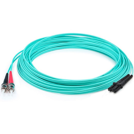 Addon 1M Mt-Rj (Male) To St (Male) Aqua Om3 Duplex Fiber Ofnr (Riser-Rated) Patch Cable