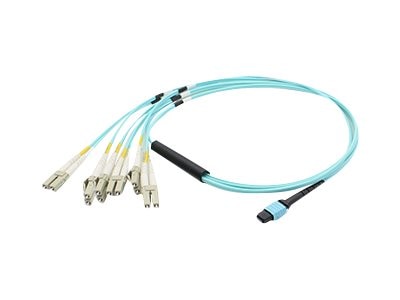 Addon 20M Mpo (Female) To 6Xlc (Male) 12-Strand Aqua Om3 Duplex Fiber Fanout Cable