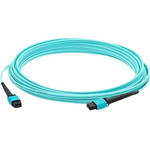 Addon 20M Mpo (Male) To Mpo (Male) 12-Strand Aqua Om3 Straight Fiber Ofnr (Riser-Rated) Patch Cable