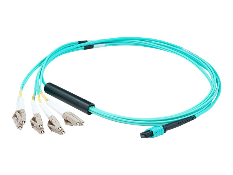 Addon 25M Mpo (Female) To 8Xlc (Male) 8-Strand Aqua Om3 Fiber Fanout Cable