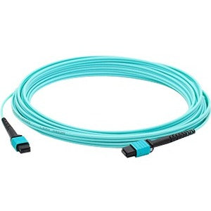 Addon 25M Mpo (Male) To Mpo (Male) 12-Strand Aqua Om3 Crossover Fiber Ofnr (Riser-Rated) Patch Cable