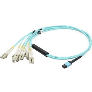 Addon 2M Mpo (Female) To 6Xlc (Male) 12-Strand Aqua Om3 Duplex Fiber Fanout Cable