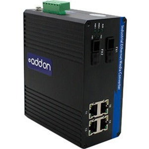 Addon 4 10/100Base-Tx(Rj-45) To 2 100Base-Bxd(Sc) Smf 1550Nmtx/1310Nmrx 20Km Industrial Media Converter Switch