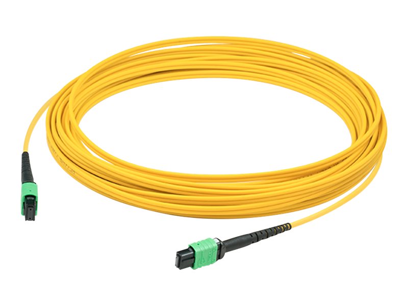 Addon 40M Mpo (Female) To Mpo (Female) 12-Strand Yellow Os2 Crossover Fiber Ofnr (Riser-Rated) Patch Cable