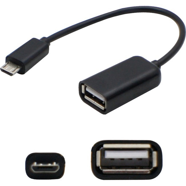 Addon 5-Pack Of 5In Micro-Usb 2.0 (B) Male To Usb 2.0 (A) Female Black Cables