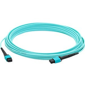 Addon 50M Mpo (Male) To Mpo (Male) 12-Strand Aqua Om3 Crossover Fiber Ofnr (Riser-Rated) Patch Cable