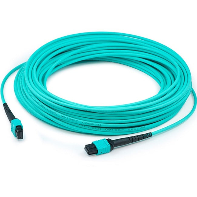 Addon 9M Mpo (Female) To Mpo (Female) 12-Strand Aqua Om4 Crossover Fiber Ofnr (Riser-Rated) Patch Cable