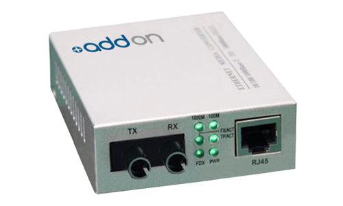 Addon Networks 1000Base-Tx(Rj45) To 1000Base-Lx(St), 1310Nm Network Media Converter 1000 Mbit/S Single-Mode Silver