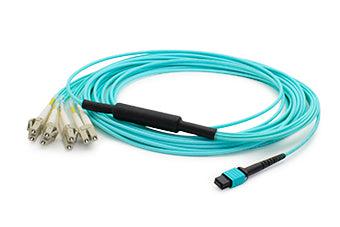 Addon Networks 3M Mpo - 4Xlc Fibre Optic Cable Mpo/Mtp Lc Om3 Blue